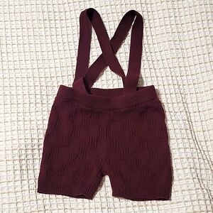 Kate Quinn 4T  Burgundy Sweater Suspender Shorts